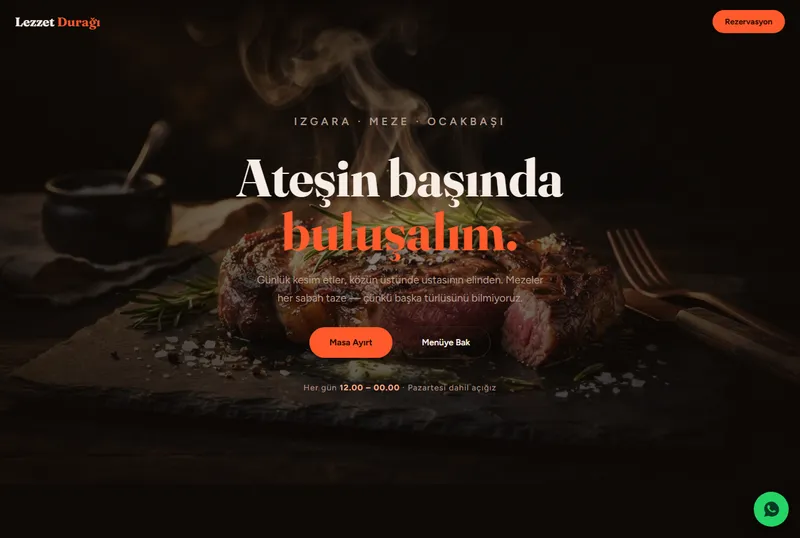 Lezzet Durağı restoran sitesi tasarım örneği