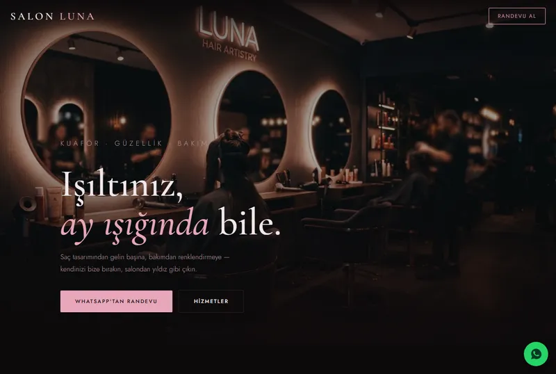 Salon Luna kuaför sitesi tasarım örneği