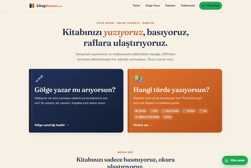 KitapBasma.com kitap basım ve gölge yazarlık sitesi ana sayfası